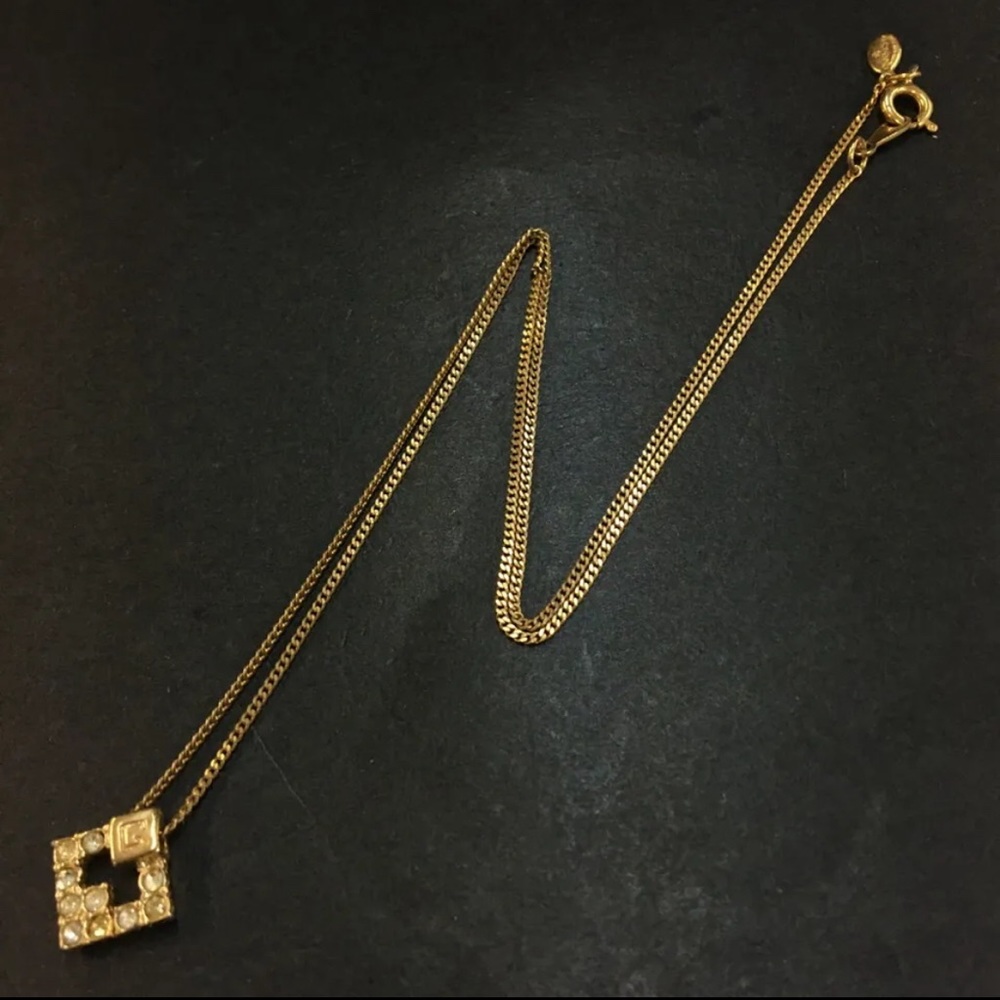 Authentic Preloved Givenchy G Logo Rhinestone Gol… - image 1